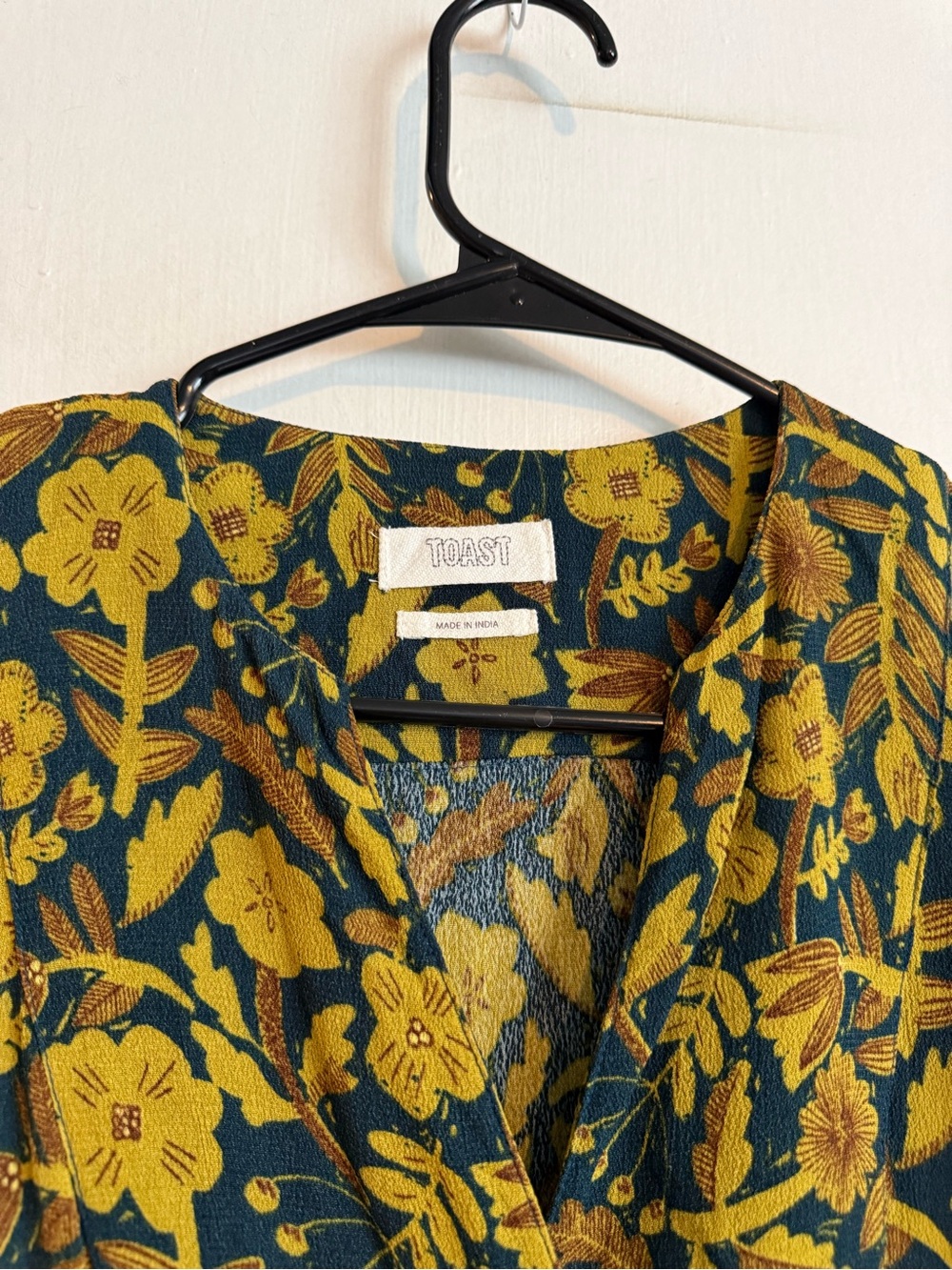 Toast teal and okra Floral Fluid Crepe midi length Dress Size 8 - Picture 2 of 9